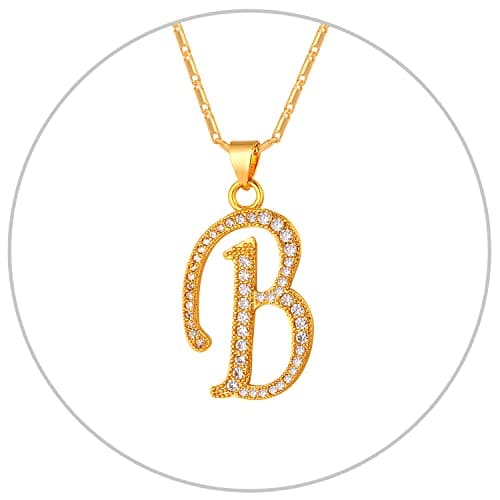 Alphabet A-Z Stainless Steel Choker for Women, Gold Plated CZ Jewelry, Gift Box Packed