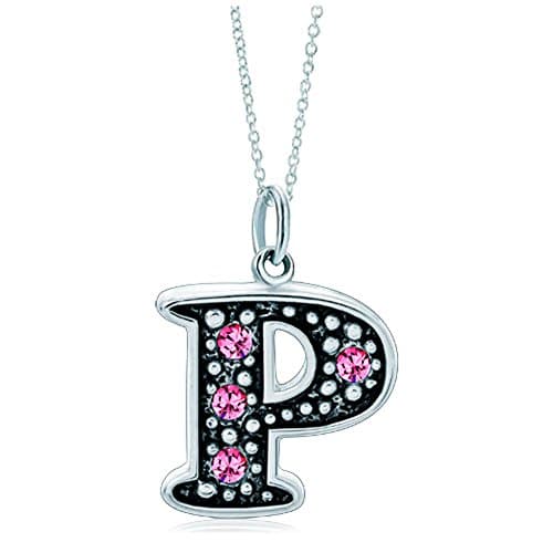 LovelyJewelry Pink Alphabet A-Z Initial Bead Necklace Pendant