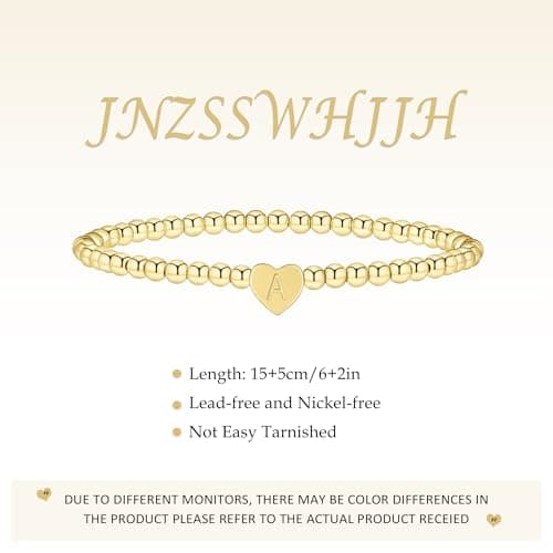 JNZSSWHJJH Heart Initial Bracelets - 14K Gold Plated for Women & Teen Girls