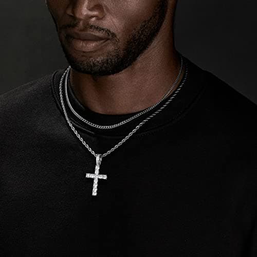 GEMOSA Men's 16-24 Inch Large Cross Diamond Pendant Iced Out 5A+ CZ Stainless Steel Chains Jewelry