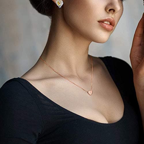 Turandoss Hypoallergenic Sterling Silver Heart Initial Necklace for Women