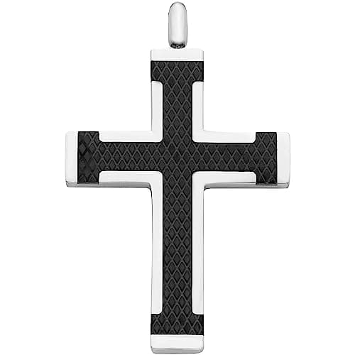 Boston Bay Diamonds Men's Cross Pendant Necklace, 316L Stainless Steel, 24" Curb Chain