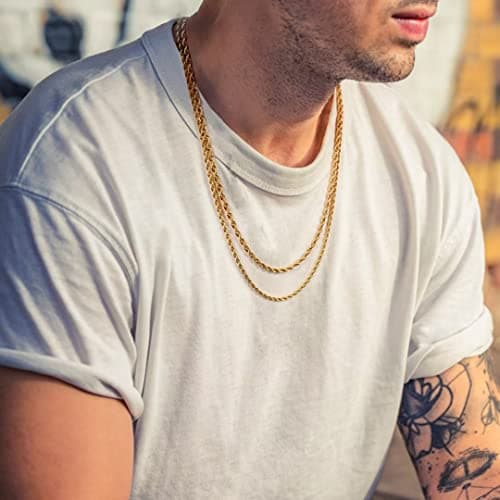 Ursteel Layered Chain Necklaces for Men