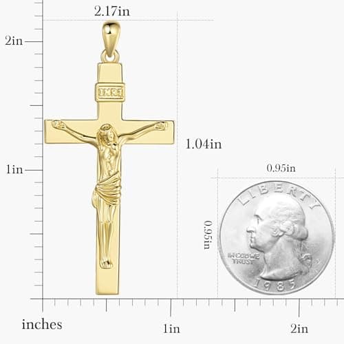 SPACMAG 14K Gold Men's Crucifix Necklace, Versatile & Timeless, 20"/22"/24"