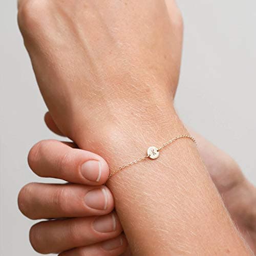 Personalized 18K Gold Plated Initial Charm Bracelet for Women
