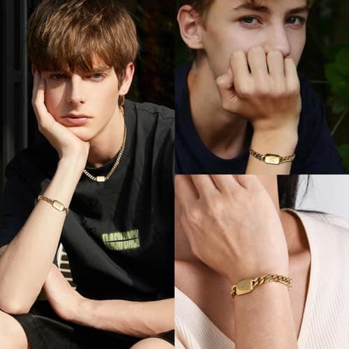VNOX Men's Adjustable Stainless Steel Letter Bracelet Gifts