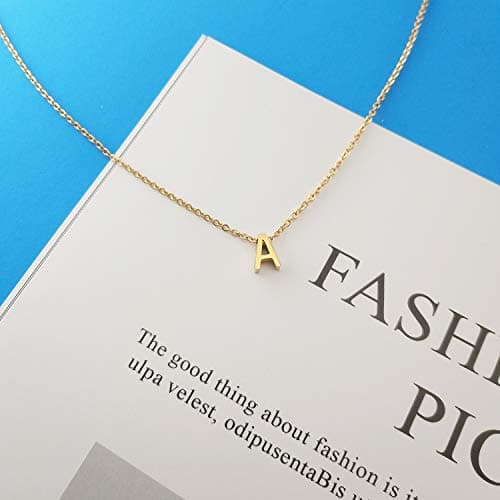 MOMOL Tiny 18K Gold Plated Personalized Initial Necklace for Women