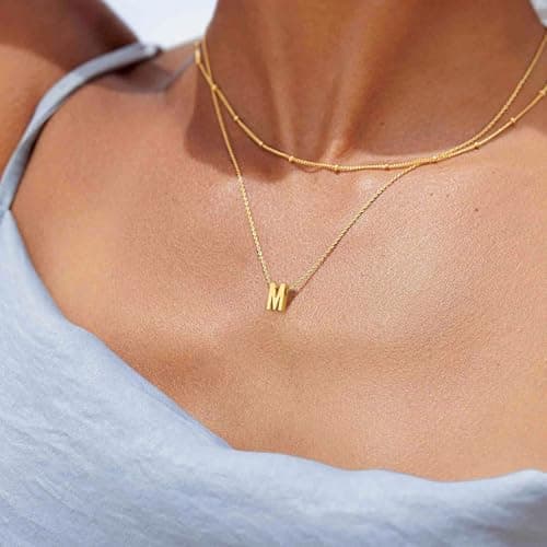 BAYLAY Dainty 18K Gold Filled Initial Necklace Trendy Choker Pendant