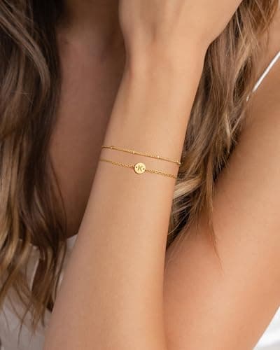 Decholly Gold Plated Initial Letter Bracelet for Women & Girls