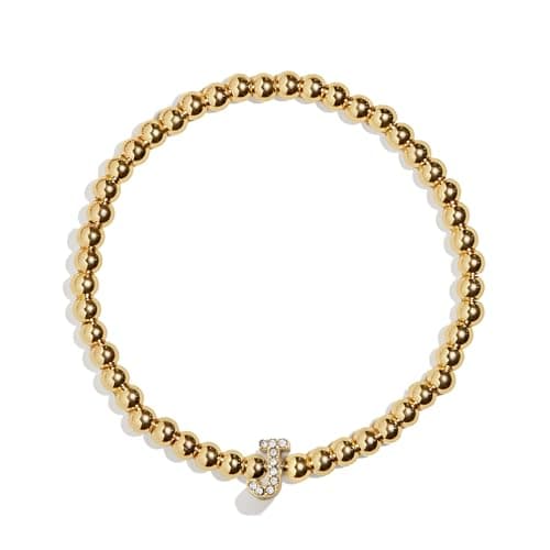BaubleBar Pisa Stretch Bracelet - Personalized Gold-Plated Vertical Pave Initial Jewelry for Women