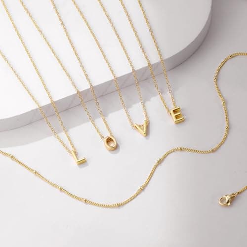 Gold Plated Round Letter A-Z Pendant Necklace for Women