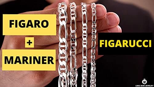 Verona Jewelers 925 Sterling Silver Figarucci Chain Necklace, Solid Flat Mariner for Men and Women