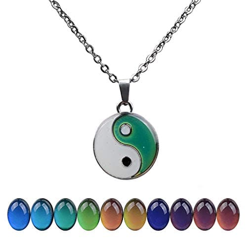 FM42 Temperature Sensing Color-Changing Pendant Necklace with Stainless Steel Chain