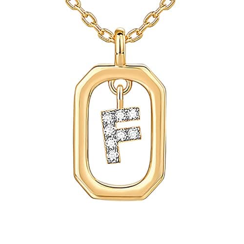PavoI 14K Gold Plated CZ Letter Pendant Necklace for Women
