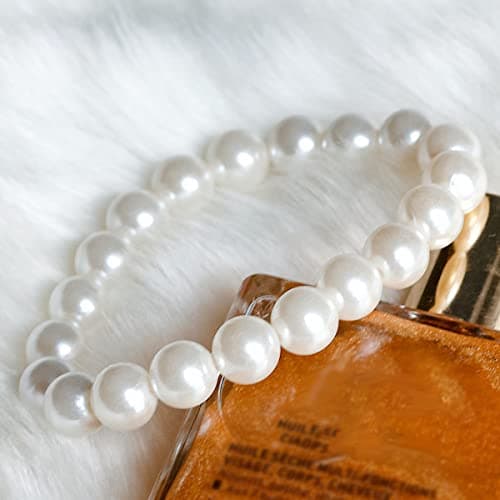ERLOSYA Dainty Handmade 10mm Big Shell Pearl Bracelet for Women