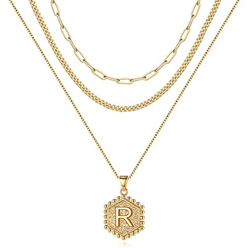 Layered Initial Necklaces for Women