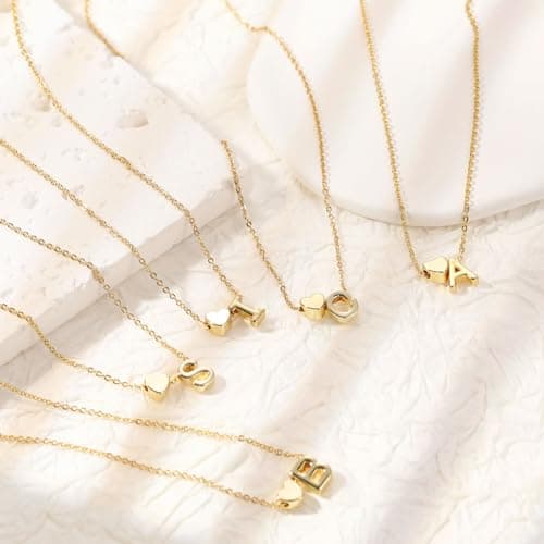 VIROMY Gold Initial Heart Necklace for Women Dainty 14K Gold Plated Pendant Jewelry