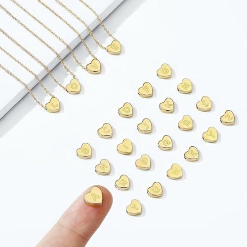 14K Gold Plated Heart Pendant Letter Necklace - Mum's Mothers Day Gift