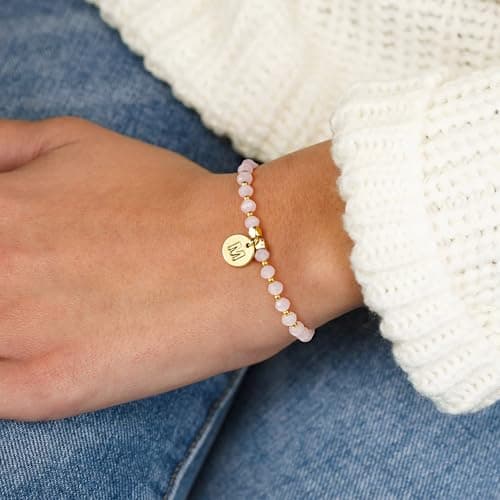 Personalized Initial Bracelet Set for Girls - Gold Beaded Charm Bracelets for Women - Gift for Friendship or Bridesmaids