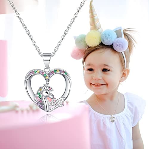 BRIJEWLIC Silver Cursive Initial CZ Heart Necklace for Girls & Teen Girls