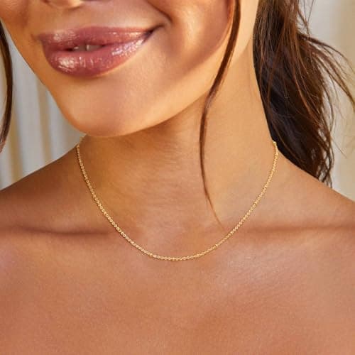 HABIKIP 14K Gold Plated Layered A-Z Bubble Letter Choker Necklace for Women