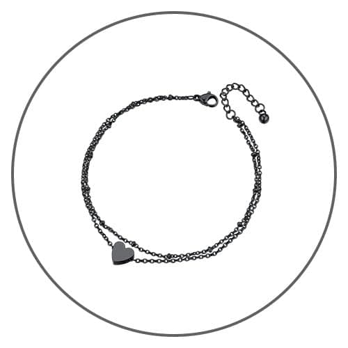 ChainsPro Women's S925 Sterling Silver Adjustable Heart/Moon/Handcuff Anklet, Summer Jewelry Gift Box