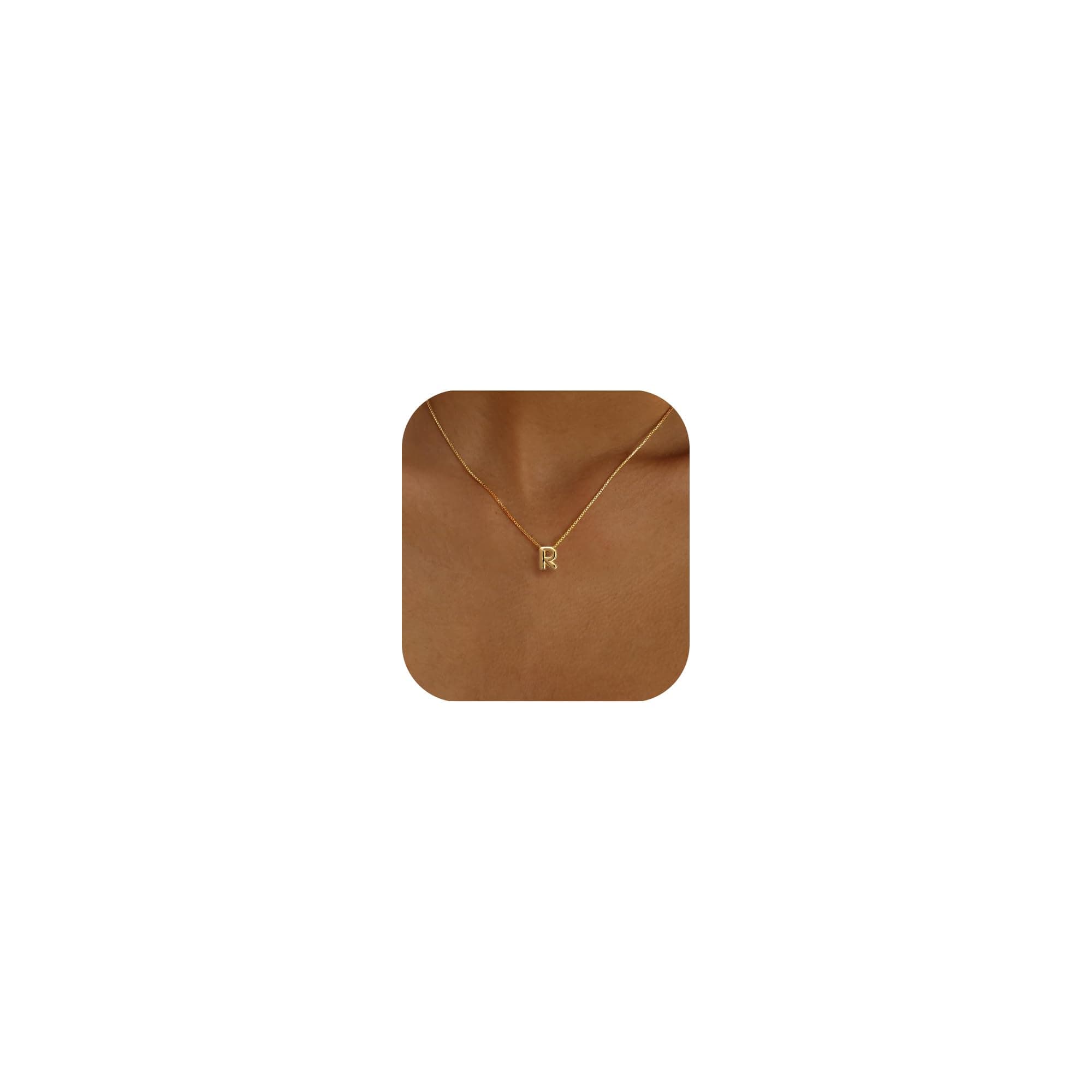 SELSHE Gold Plated Balloon Letter Necklace for Women