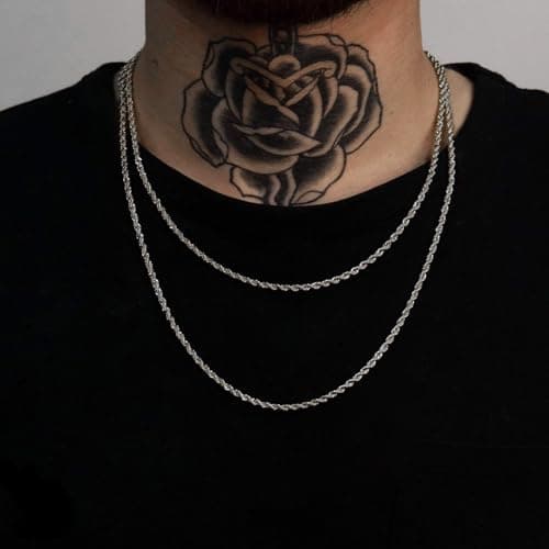 Stainless Steel 925 Silver Twist Rope Necklace 14-30 Inches