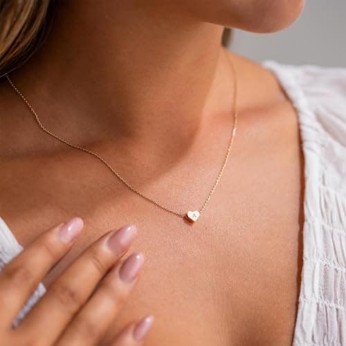 BAYLAY Kids Valentine's Heart Initial Necklaces A-Z Gold Plated Valentines Gifts