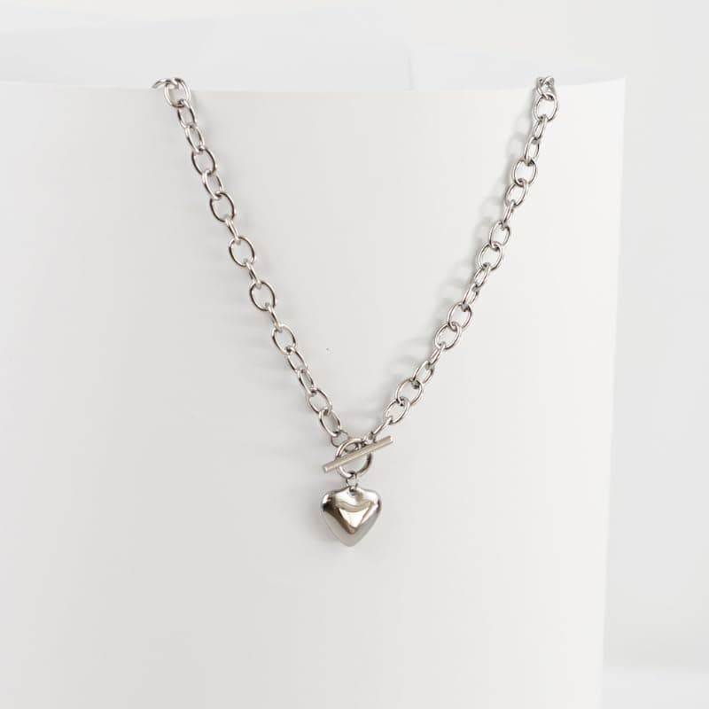 Silver Heart Pendant Necklace for Women; Unique Handmade Jewelry with Gift Box