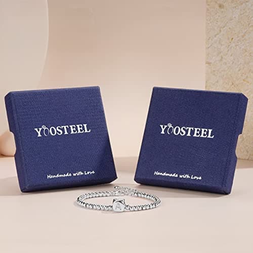 Yoosteel Trendy 14K Gold/Silver Plated Initial Bead Bracelet for Girls & Women
