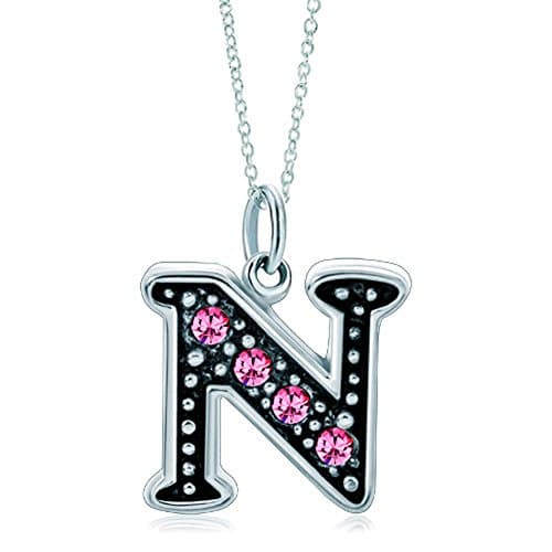 LovelyJewelry Pink Alphabet A-Z Initial Bead Necklace Pendant