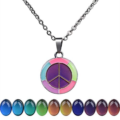 FM42 Temperature Sensing Color-Changing Pendant Necklace with Stainless Steel Chain