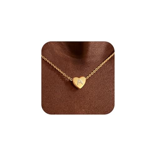 Mooham Initial Heart Cubic Zirconia Pendant Necklace for Women