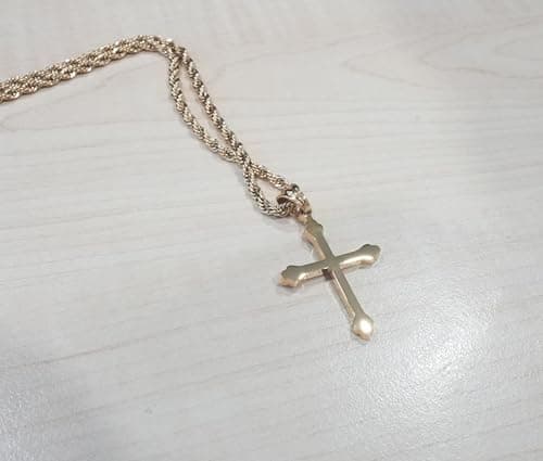 ADORATO JEWELRY 18K Gold Cross Pendant Charm with 3MM Rope Chain for Men & Women