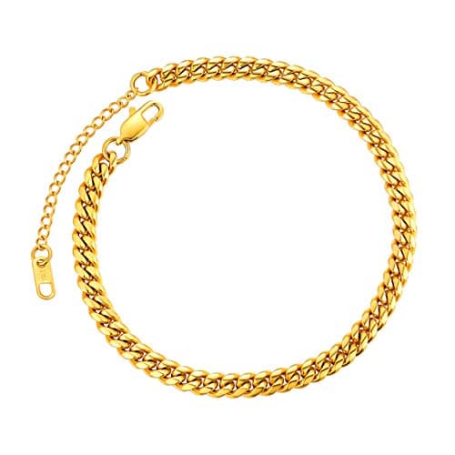 ChainsPro 18K Gold Plated Resizable Anklet Chain - Gift Box Included
