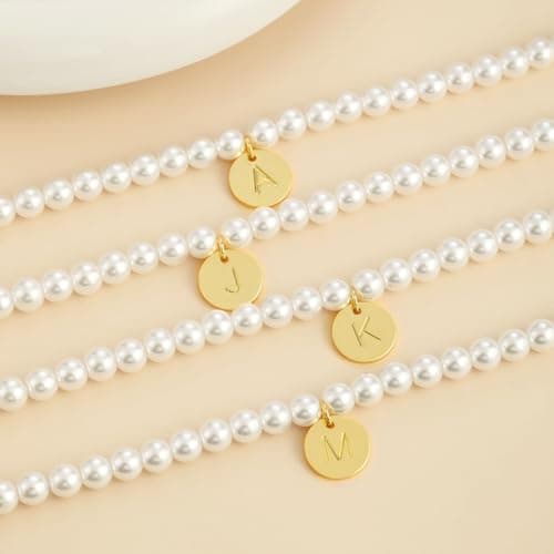 RLMOON Women's 14K Gold Plated A-Z Charm Pearl Bracelet for Bridesmaids
RLMOON Women's Dainty Beaded Pearl Bracelet
RLMOON Women's 14K Gold Plated Pearl Initial Bracelet