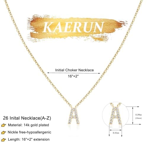 KAERN Gold Initial Letter Choker Necklace for Girls