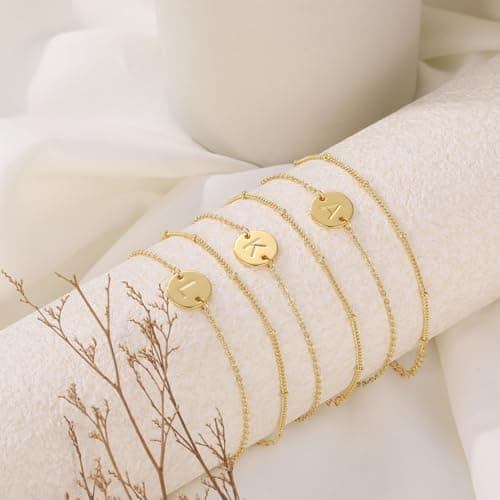 KAERUN Gold Filled Initial Bracelets for Women Personalized Gifts