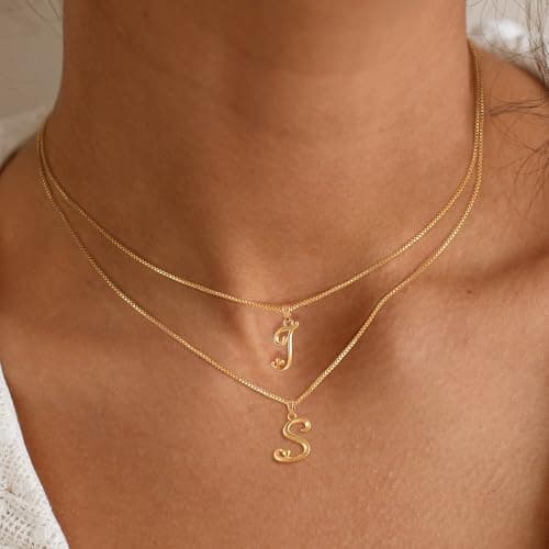 Freekiss Gold Heart Initial Necklace for Women