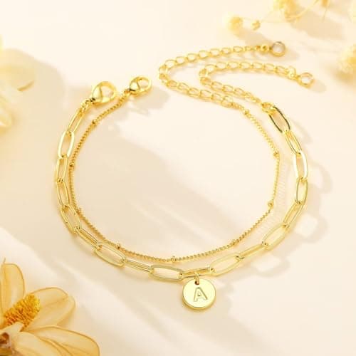 Turandoss Gold Monogram Initial Bracelets for Women