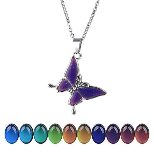 FM42 Temperature Sensing Color-Changing Pendant Necklace with Stainless Steel Chain