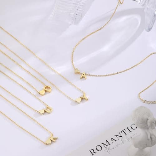Gold Plated Heart Charm Necklace for Women A-Z Pendant Birthday Christmas Gifts