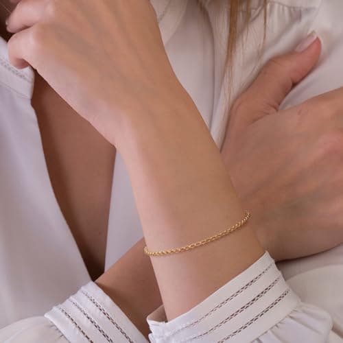 Moonfox 14K Gold Women's Non-Tarnished Double Hoop Bracelet