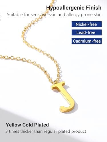 PROSTEEL Women's Trendy Gold Plated Black 316 Stainless Steel Initial Necklace, Adjustable 20-22"imentierten Mineralwass