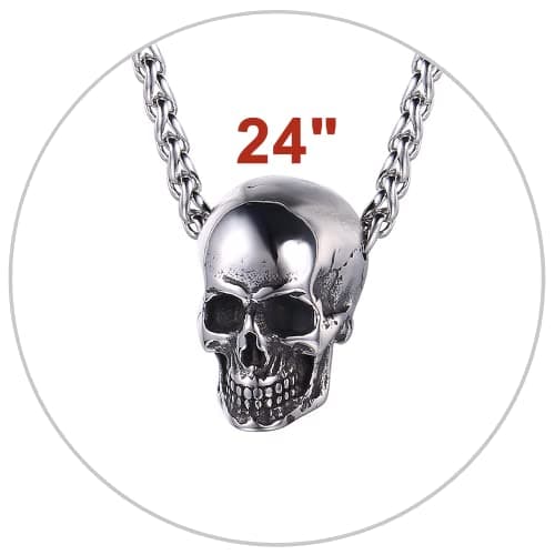 Stainless Steel U7 Skull Pendant Necklace - Gothic Punk Jewelry with 22-24 Inch Chain