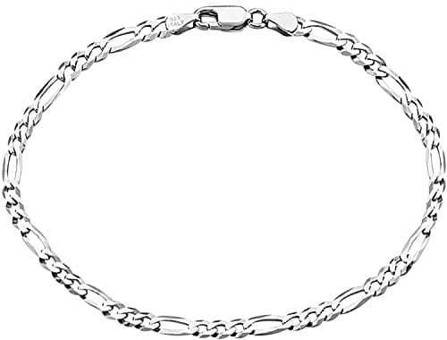 Savlano 925 Sterling Silver Solid Italian Figaro Anklet for Women, 0.8mm-5mm, Gift Box Included