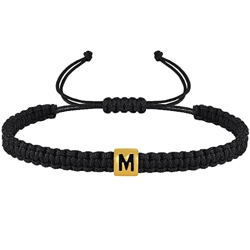 VIBILIA Gold Woven Rope Letter Bracelet - Adjustable Gifts for Men & Women
