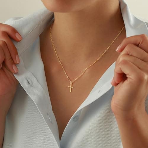 Trendy 14k Gold Plated Initial Cross Necklace Gifts for Her