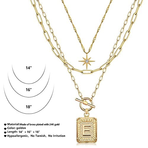 MJartoria Trendy 14K Gold Plated Star Square Letter Choker Necklace